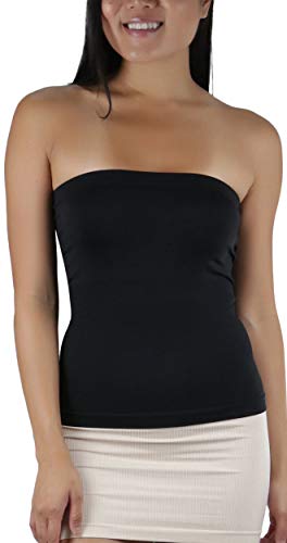 ToBeInStyle Women's Seamless Bandeau Tube Top Ribbed Without Pad - Black - One Size - Image 1