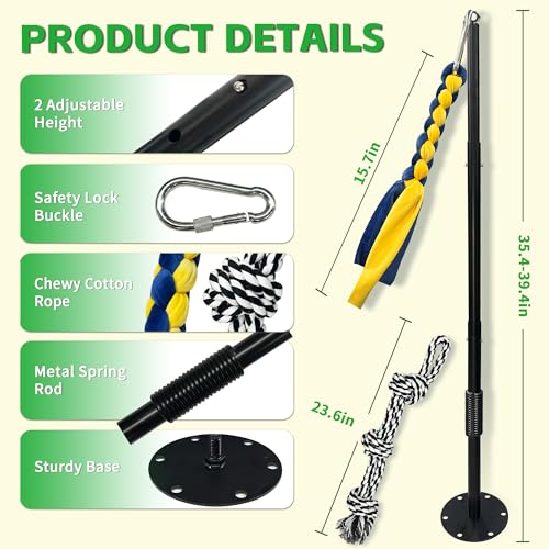 GRETMIX Tether Tug Outdoor Dog Toy, Interactive Exercise Game in Yard, Tether Tug with 2 Rope Toy and Bell for Large Medium Small Dog, Pull Chase and Tug of War - Image 2