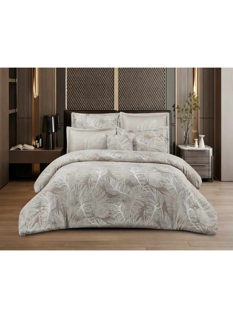 ShinyFlower Luxury Jacquard Comforter Set 7Pcs King Size, 400GSM Quilt Bedding Set with Fitted Sheet & Pillow Covers - Image 1