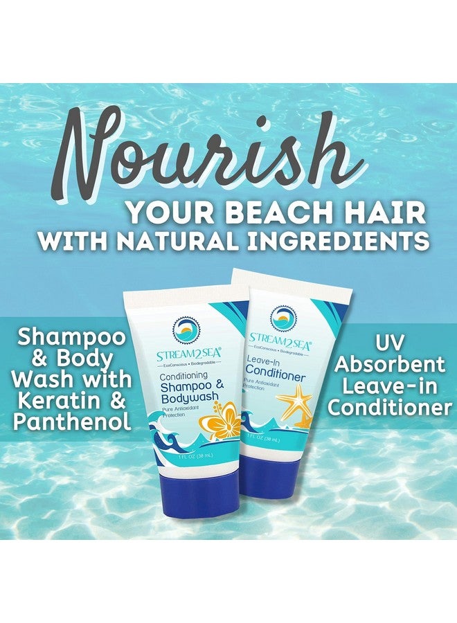 STREAM 2 SEA مجموعة هدايا للعناية بالجسم والشعر لرحلات صديقة للبيئة شامبو وغسول الجسم بلسم SPF30 SPF20 وواقٍ شمسٍ معدني SPF 30 بخلاصة الخيار بالنعناع وترطيب بلسم الشفاه بالفانيليا الكرزية من ستريم2سي - Image 4