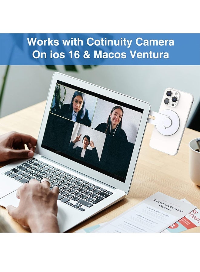 Magnetic Phone Holder for Laptop, Magsafe Phone Mount, Continuity Camera Adapter Compatible with MagSafe for iOS 16 & macOS Ventura, Slim Laptop Phone Mount Computer Expansion Bracket for Smartphone - Image 5