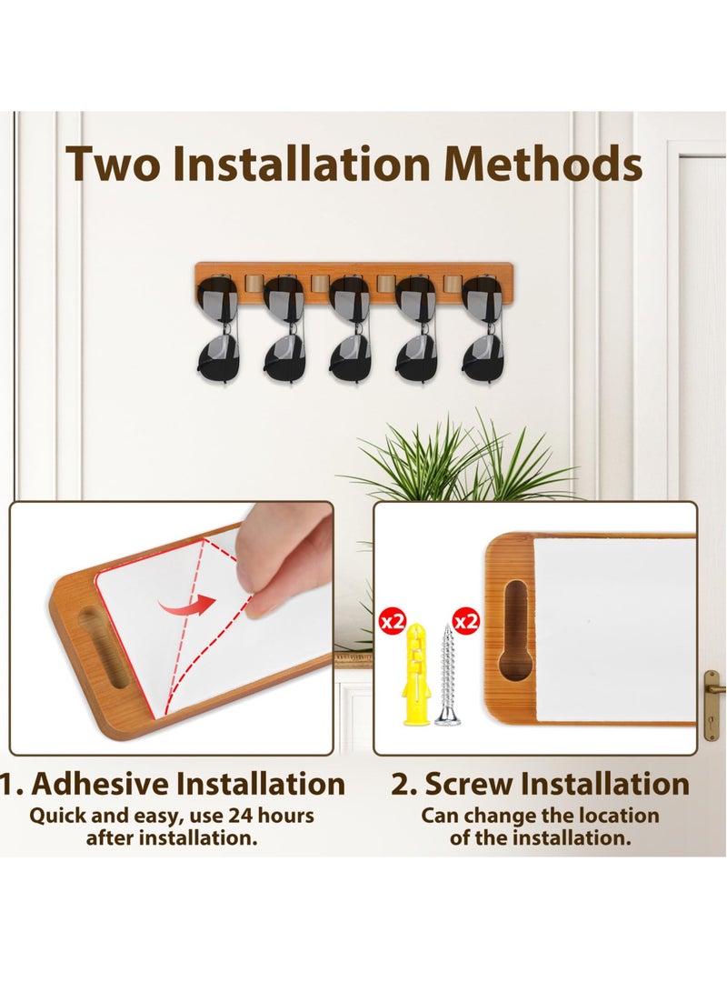 Zikra Sunglasses Organizer,Wood Storage Wall Mounted Eyewear DisplayÔºåRustic Eyeglasses Holder for Entryway Living Room Bedroom Home Decor for Multiple Glasses Case for Women Men - Image 5