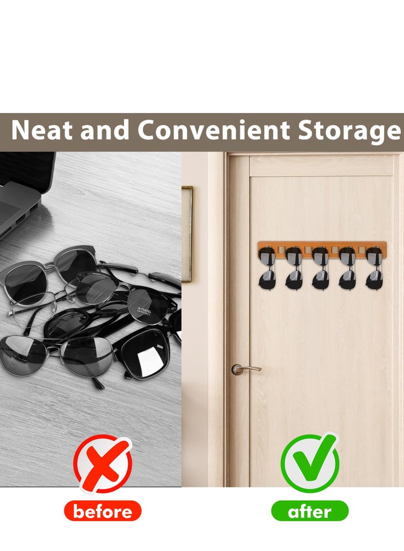 Zikra Sunglasses Organizer,Wood Storage Wall Mounted Eyewear DisplayÔºåRustic Eyeglasses Holder for Entryway Living Room Bedroom Home Decor for Multiple Glasses Case for Women Men - Image 2