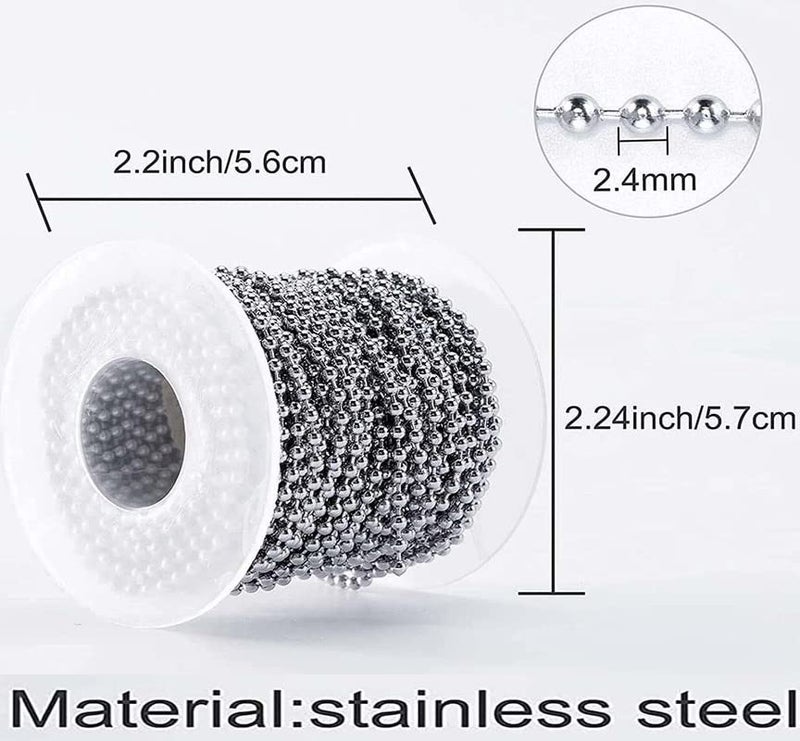 DIY Crafts 60 Connector 3 Mtr Chain Bright Silver Metal Ceiling Fan Pull Chain Extension with Matching Connectors Kit Durable Bearing Rust Proof Bead 60 Connector 3 Mtr Chain Bright Silver - Image 2