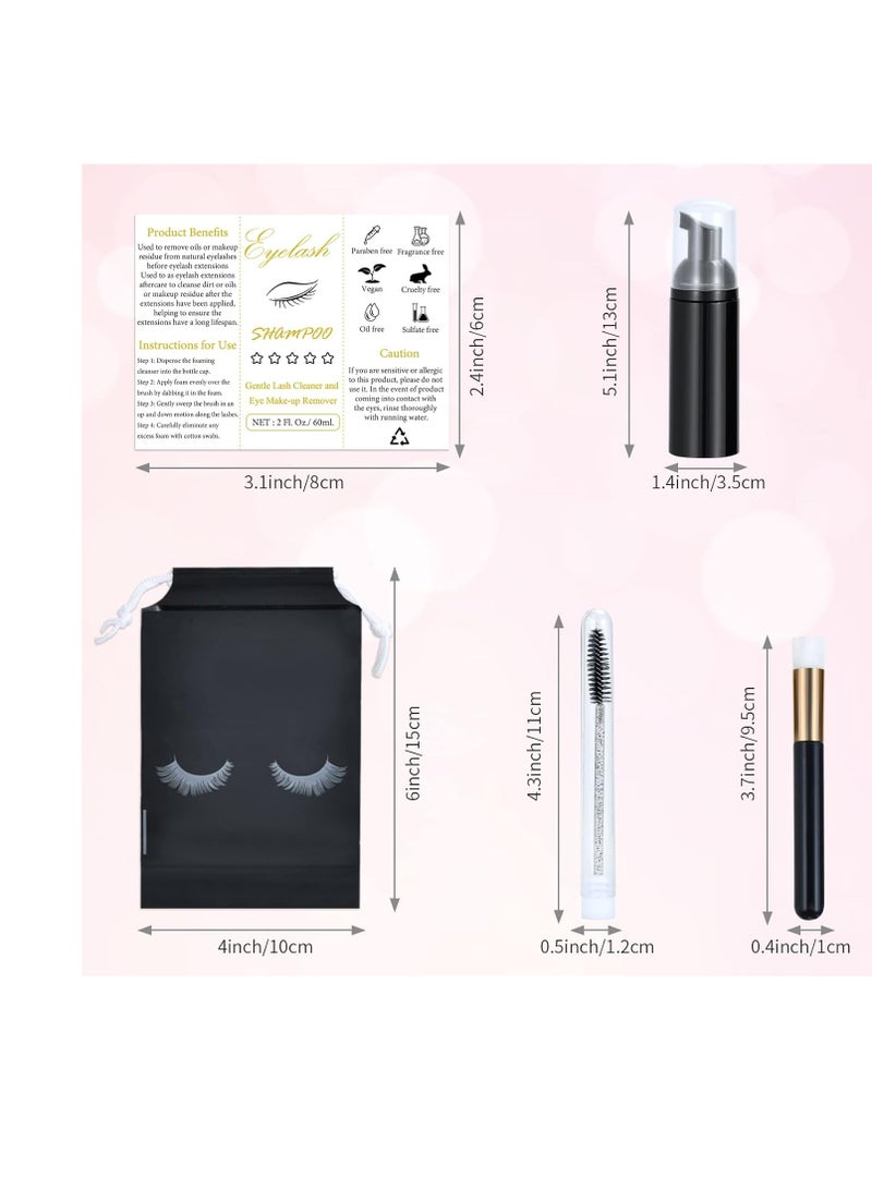 Tannova 50 Pcs Lash Shampoo Bottle Brushes Set, Empty Lash Shampoo Bottles, Lash Shampoo Label Stickers, Mascara Wands and Tubes Eyelash Brush, Lash Cleansing Brushes, Bag for Lash Extensions Aftercare(Black)  - Image 2
