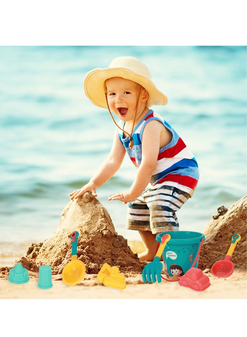 Excefore Beach Toys Set for Kids, 18 Pcs Sand Toys with Buckets, Watering Cans, Shovels, Rakes, Castle, Digger, Car Molds and Reusable Mesh Bag, Outdoor Fun Sand Tools for Toddler Children Boys Girls  - Image 2