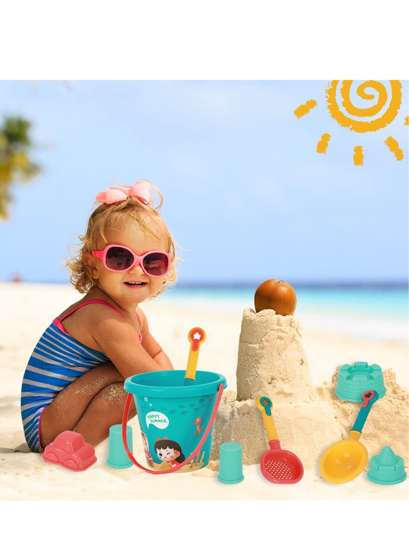 Excefore Beach Toys Set for Kids, 18 Pcs Sand Toys with Buckets, Watering Cans, Shovels, Rakes, Castle, Digger, Car Molds and Reusable Mesh Bag, Outdoor Fun Sand Tools for Toddler Children Boys Girls  - Image 4