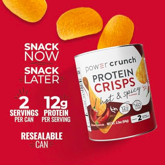 Power Crunch Protein CRISPS Variety Pack, Cheddar, Hot & Spicy, BBQ, a Potato Style Protein Chip Snack, 12g of protein, 1.05 ounces per serving (2 of Each Flavor) - Image 3