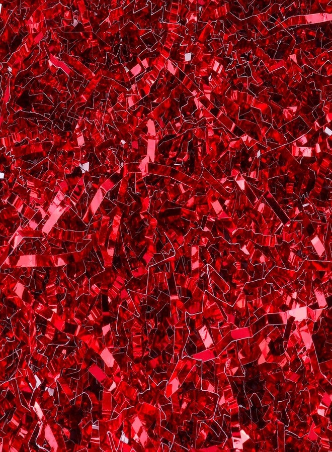 Ottwlli 150 Grams Iridescent Red Crinkle Cut Paper Shred Filler Package Stuffing Gift Box Filler for Gift Box Basket Bags Filling for Wedding, Party - Image 1