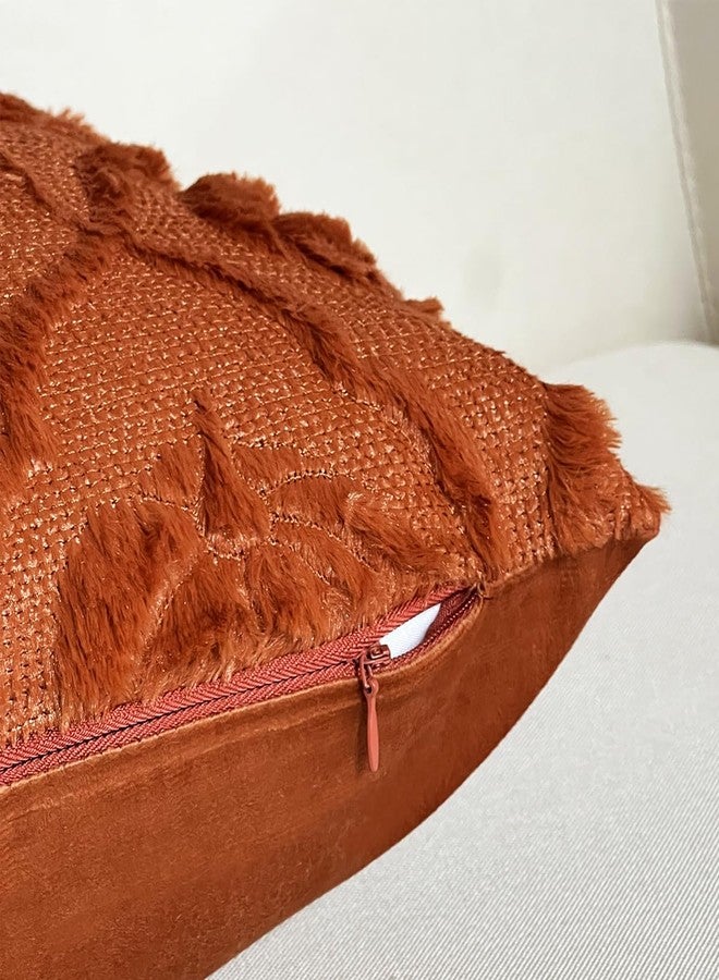 VAKADO Fall Throw Pillow Covers 18x18 Set of 2 ，Pumpkin Couch Halloween Decor Bed Cream Autumn Kitchen Porch Decorative Plush Embroidered Velvet Square Cushion Cases Thanksgiving Home for Sofa - Image 3