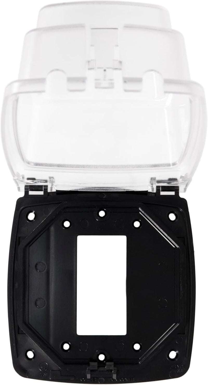 Intermatic WP1030C 3-1/8” Deep Weatherproof Outlet Cover – UV Stabilized Clear, GFCI & Duplex, Vertical Mount, UL Certified – Fits Single Device Only for Larger Double-Gang 4” x 4” Boxes - Image 5
