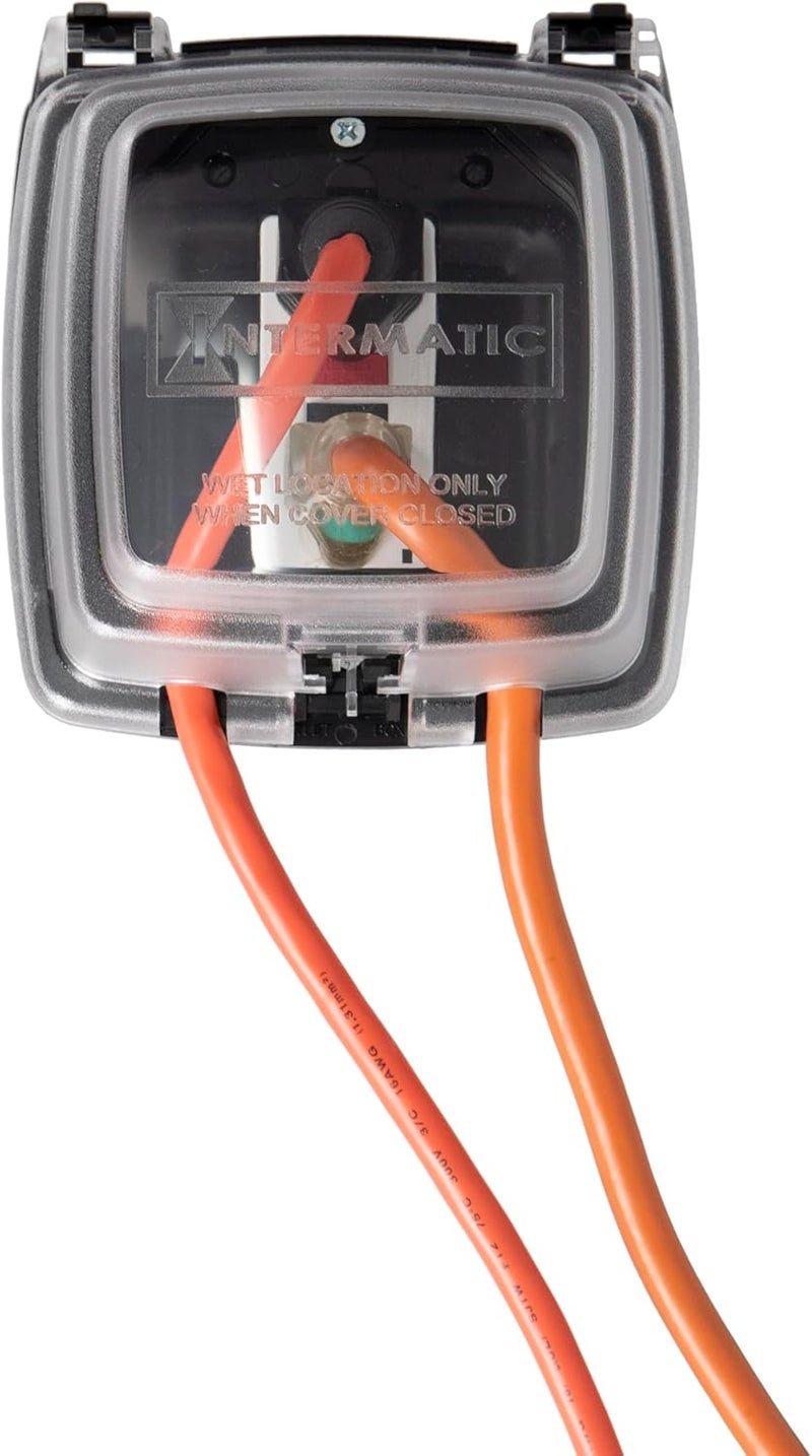 Intermatic WP1030C 3-1/8” Deep Weatherproof Outlet Cover – UV Stabilized Clear, GFCI & Duplex, Vertical Mount, UL Certified – Fits Single Device Only for Larger Double-Gang 4” x 4” Boxes - Image 2