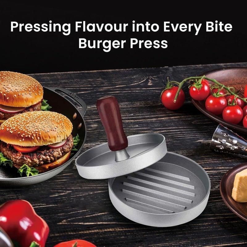 Hamburger Press, Hamburger Press Maker, Aluminum Metal Non-Stick Burger Maker for BBQ, Stainless Steel Burger Maker Grey - by Rana Store - Image 5