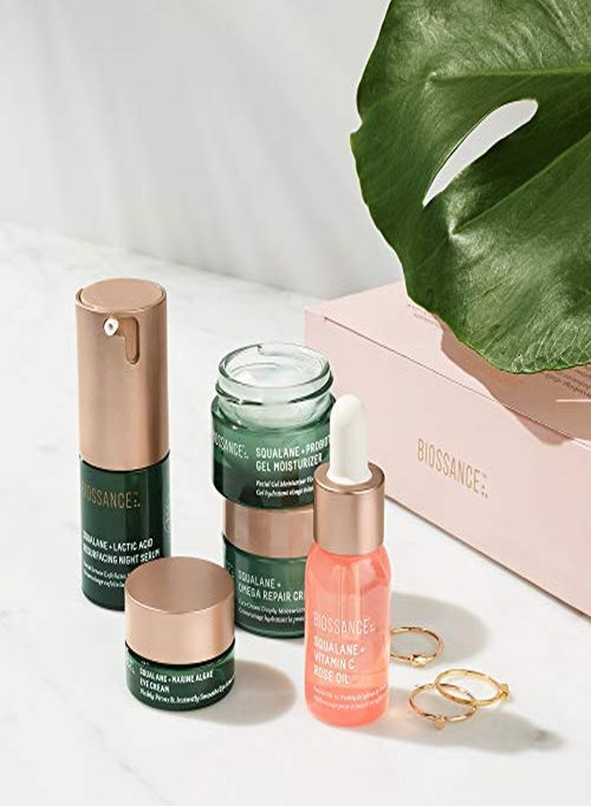 Overachievers Set. Squalane + Lactic Acid Resurfacing Night Serum Bundle With Travel Size Best Sellers To Hydrate, Exfoliate And Smooth Fine Lines (5 Items)