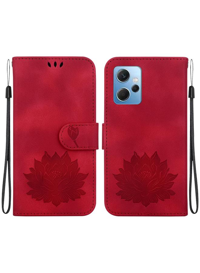 Zaboon For Xiaomi Redmi Note 12 4G Global Lotus Embossed Leather Phone Case(Red) 