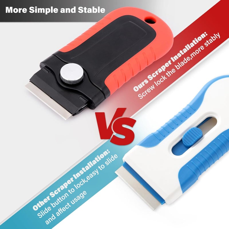 Gomake Razor Blade Scraper Tool with Blade Storage Container, Glass Cooktop Stove Scraper with 10PCS Stainless Steel Blades for Glass Clean,Paint,Old Label,Decal Sticker,Adhesive Remover - Image 4