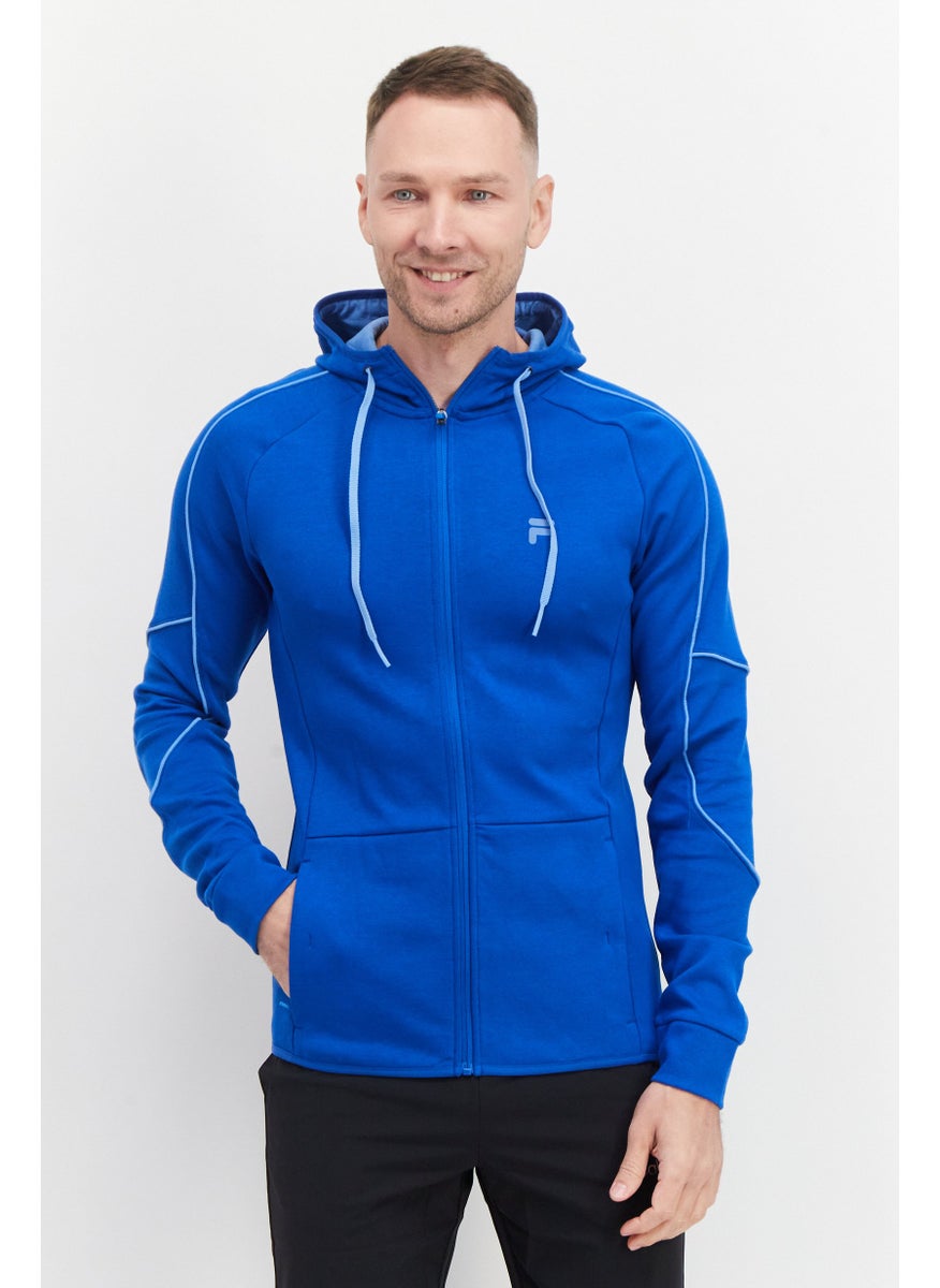 FILA Men Sportswear Fit Hooded Brand Logo Outdoor Hoodies, Blue  - Image 1