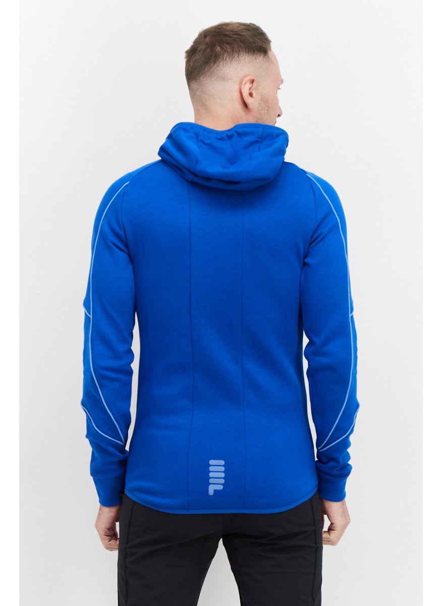 FILA Men Sportswear Fit Hooded Brand Logo Outdoor Hoodies, Blue  - Image 2