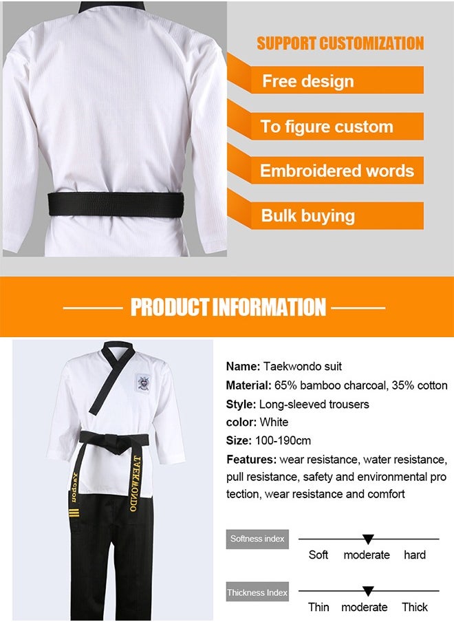 GROIC بدلة التايكوندو، زي الكاراتيه البرازيلي BJJ Gi Jiu Jitsu Gi للبالغين، زي Gi المتين وبنطلون وسترة، أجزاء ملابس التدريب الرياضي، زي فنون الدفاع عن النفس خفيف الوزن للطلاب الكاراتيه جي مع حزام  - Image 2