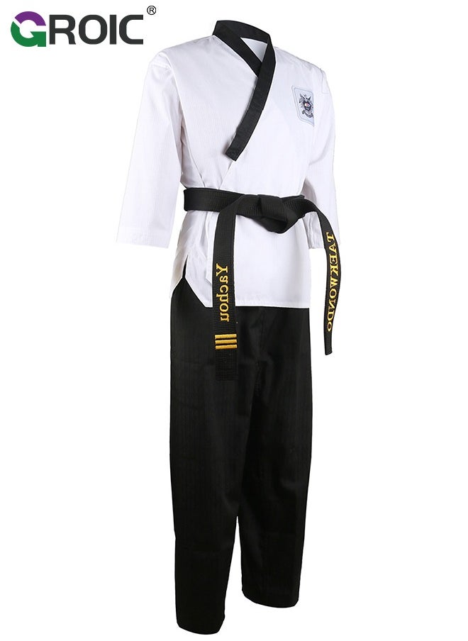GROIC بدلة التايكوندو، زي الكاراتيه البرازيلي BJJ Gi Jiu Jitsu Gi للبالغين، زي Gi المتين وبنطلون وسترة، أجزاء ملابس التدريب الرياضي، زي فنون الدفاع عن النفس خفيف الوزن للطلاب الكاراتيه جي مع حزام  - Image 3