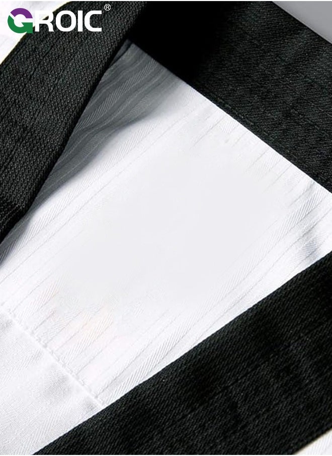 GROIC بدلة التايكوندو، زي الكاراتيه البرازيلي BJJ Gi Jiu Jitsu Gi للبالغين، زي Gi المتين وبنطلون وسترة، أجزاء ملابس التدريب الرياضي، زي فنون الدفاع عن النفس خفيف الوزن للطلاب الكاراتيه جي مع حزام  - Image 5
