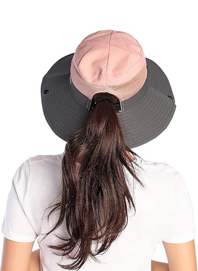 DUNISO Ponytail Sun Bucket Hats For Women UV Protection Foldable Mesh Wide Brim Hiking Beach Fishing Summer Safari Sun Hat - Image 5