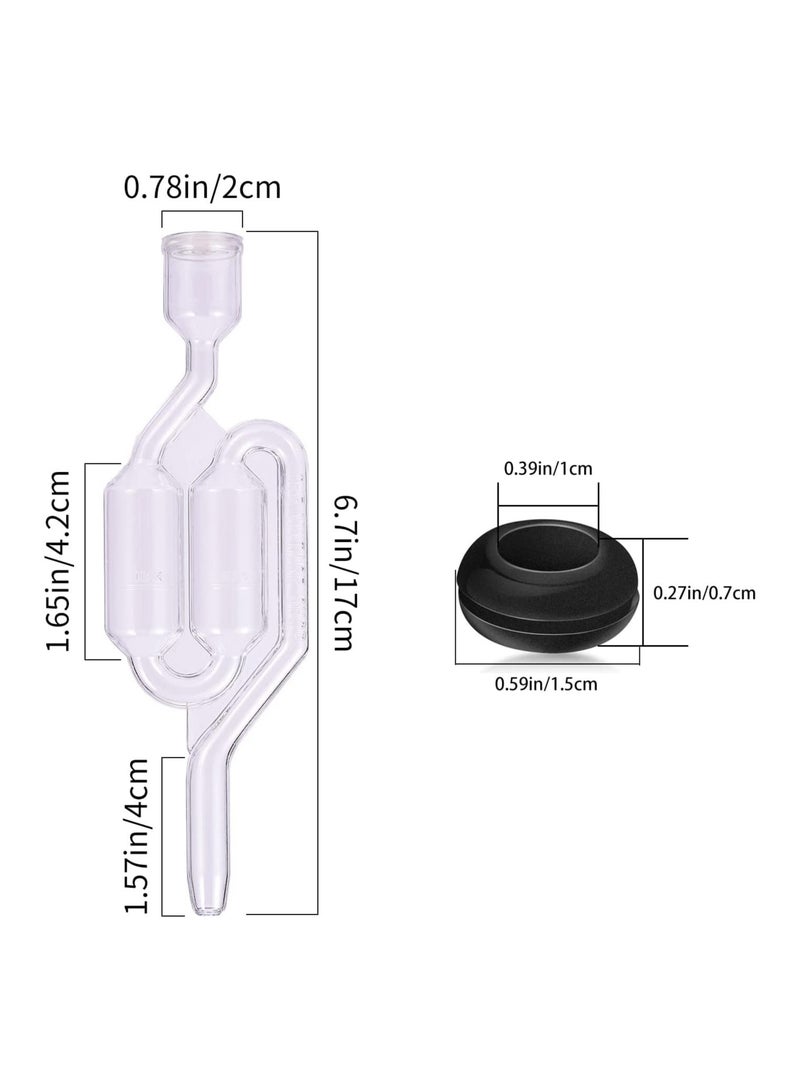 4 Pack Fermentation Airlock,Twin Bubble Fermenting Improved High Transparency S Shape with 4pcs Grommets Drilled 3/8’’ Hole - Image 3