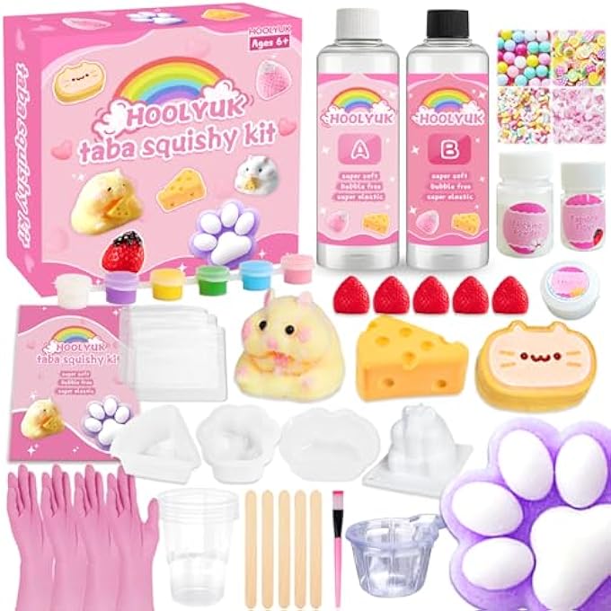 HOOLYUK Taba Squishy Kit - Rubber Squishy Kit with Guided, FuFu Squish Set with Mold, Flocking Powder - Perfect for Beginner Makers - Image 1