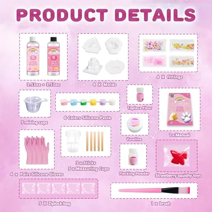 HOOLYUK Taba Squishy Kit - Rubber Squishy Kit with Guided, FuFu Squish Set with Mold, Flocking Powder - Perfect for Beginner Makers - Image 2