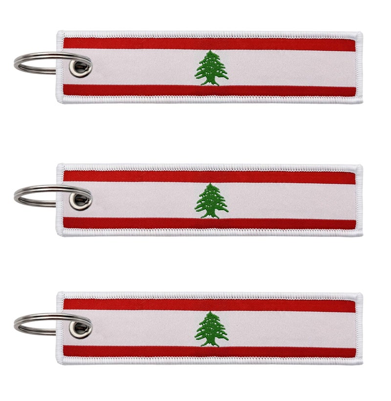 LLBFHH 3 Pcs Lebanon Lebanese Country Flag KeychainWoven label Key Chains for Car KeysFabric Key Chains Men and WomenUsed for Various Decorations