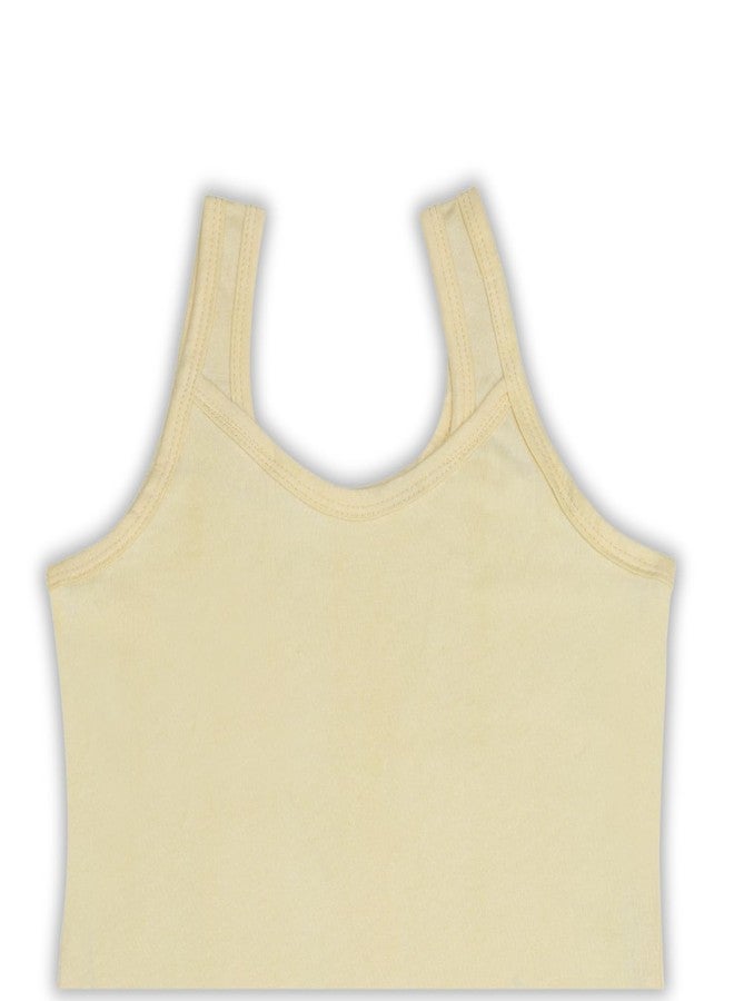 Aimly Girl's Cotton Camisole Slip, Sleeveless Waist Length Innerwear | Soft Stretchable Tank Top | Scoop Neck | Kids Toddler Girls Vest, Multi Color | Size 12-18 Months | Pack of 6 - Image 2