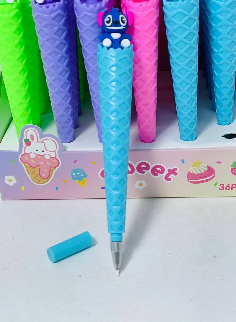 Generic Stitch Ice Cream Gel Pen Stand with Stand Cover: 36 Pens  - Image 2