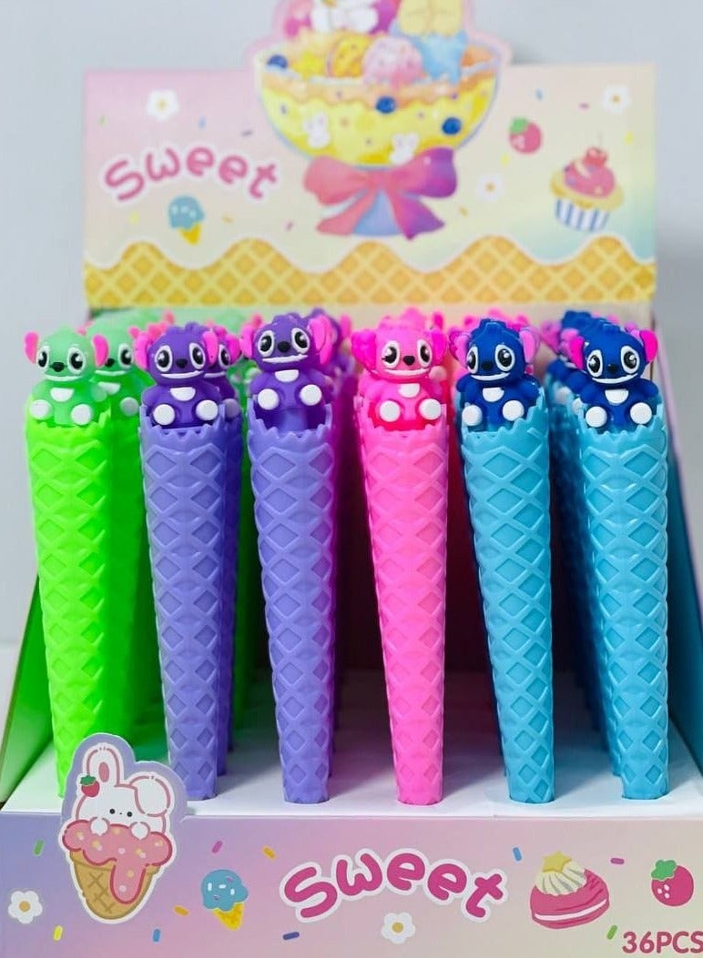 Generic Stitch Ice Cream Gel Pen Stand with Stand Cover: 36 Pens  - Image 1