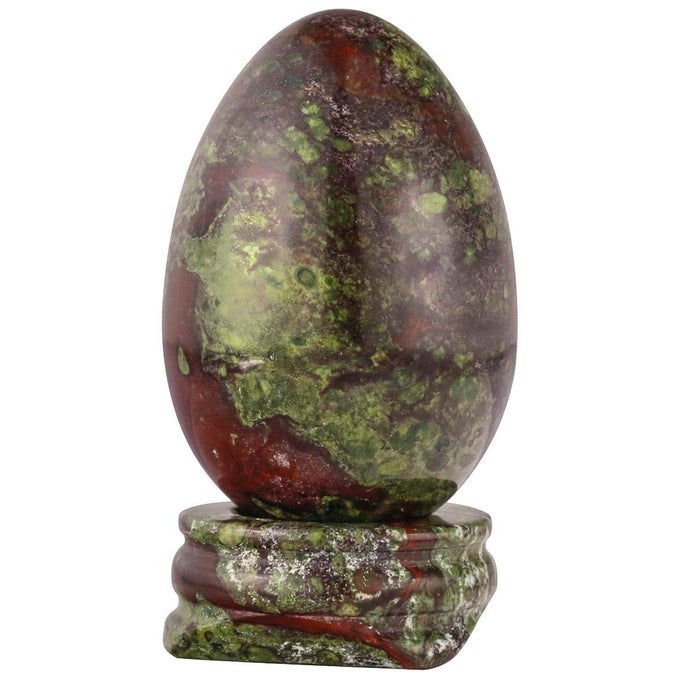 DRAGON BLOOD JASPER CRYSTAL EGG WITH STONE STAND POLISHED GEMSTONE SPHERE FIGURINES FOR DIVINATION AND HOME DECORATION
