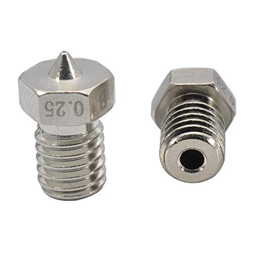 POLISI3D 2pcs Upgrade 3D Printer Plated Wear Resistant M6 Thread Brass Nozzles 0.25mm for 1.75mm V6 Hotend Titan Aero Extruder Prusa I3 MK3 MK3S Anycubic I3 Mega 3D Printer (2x0.25mm) - Image 1