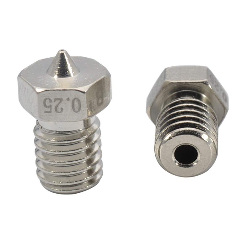 POLISI3D 2pcs Upgrade 3D Printer Plated Wear Resistant M6 Thread Brass Nozzles 0.25mm for 1.75mm V6 Hotend Titan Aero Extruder Prusa I3 MK3 MK3S Anycubic I3 Mega 3D Printer (2x0.25mm) - Image 4