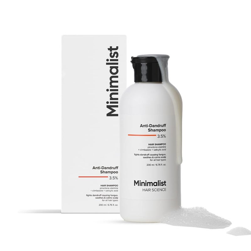 Minimalist AntiDandruff Shampoo With Salicylic Acid Climbazole Piroctone Olamine Remove Flakes Soothes Itchy Scalp Reduces Dandruff SulphateFree FragranceFree Suitable for All Hair Types For Men Women 200 ml - Image 1