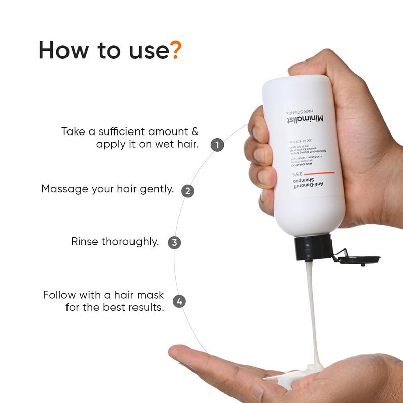 Minimalist AntiDandruff Shampoo With Salicylic Acid Climbazole Piroctone Olamine Remove Flakes Soothes Itchy Scalp Reduces Dandruff SulphateFree FragranceFree Suitable for All Hair Types For Men Women 200 ml - Image 4