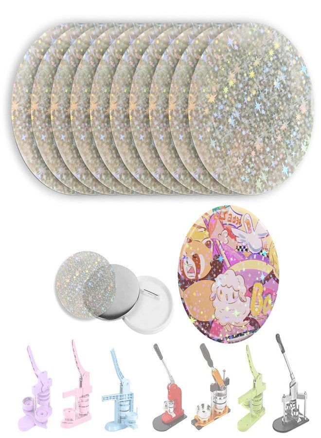 ppttoodd 200 PCS Badge Film for Your 58mm / 2.25 in (Approx. 2-1/4 inch) Round Button Maker Machine，8 Different Holographic Button Making Supplies Film (200pcs Little Star for 2.25inch Badge) - Image 2