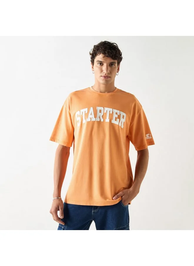 STARTER Starter Logo Print Crew Neck T-shirt with Short Sleeves