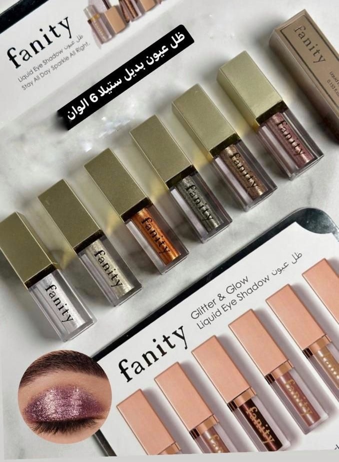 FANITY A set of multi-colored, shimmering eyeshadows, 6 pieces