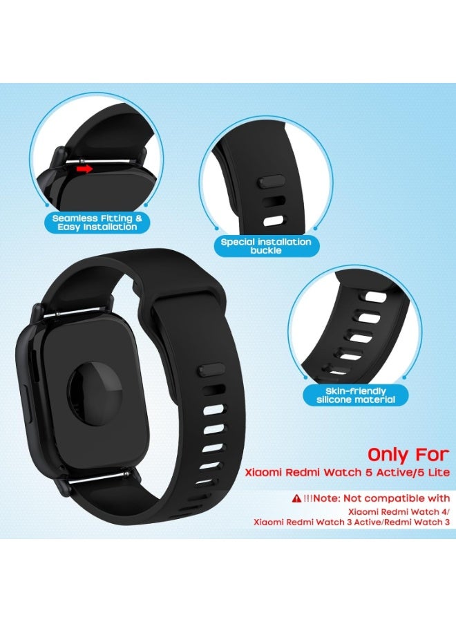 O Ozone (Pack of 5) Silicone Straps For Redmi Watch 5 Active/Redmi Watch 5 Lite , Durable Sports Replacement Straps Wristbands for Women Men - Black/Blue/Green/Beige/Pink Sand - Image 3