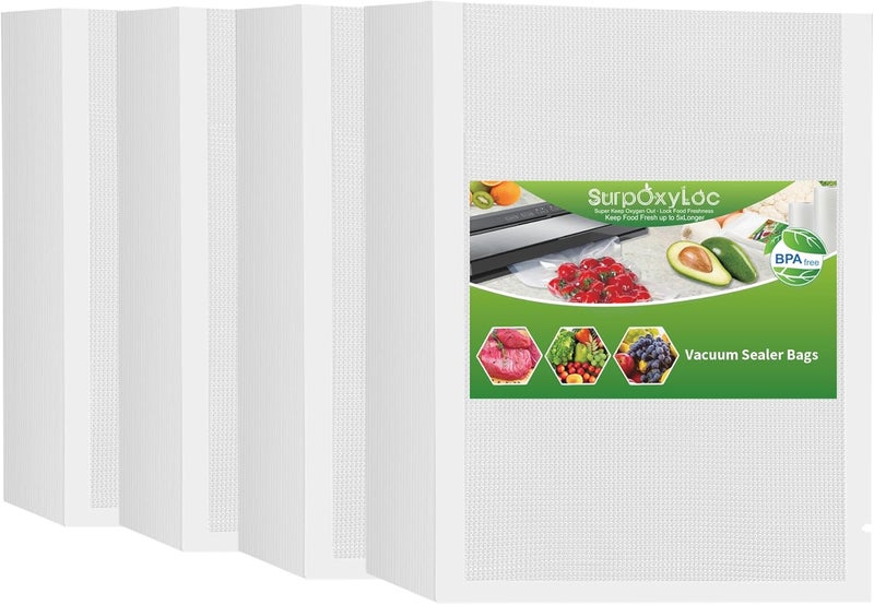SurpOxyLoc 400 كيس من أكياس الختم الفراغي مقاس 15×25 سم، خالية من مادة BPA ومتينة للغاية، مثالية لتخزين الطعام، أكياس مقطوعة مسبقًا لجهاز الختم الفراغي - Image 1