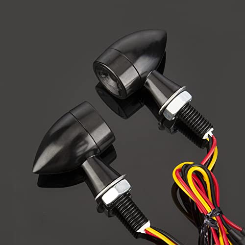 HAZAWA Mini Bullet LED Turn Signals for Motorcycle Mini Blinkers Small Front Rear Indicator Compatible with Harley Davidson Honda Triumph Cruiser Choppers Street Bike (Smoke-Red&Amber) - Image 2