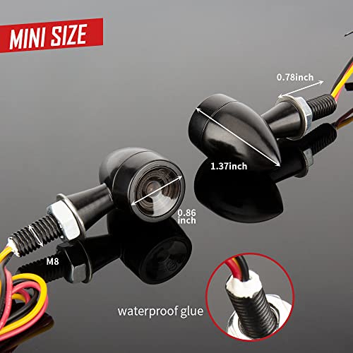 HAZAWA Mini Bullet LED Turn Signals for Motorcycle Mini Blinkers Small Front Rear Indicator Compatible with Harley Davidson Honda Triumph Cruiser Choppers Street Bike (Smoke-Red&Amber) - Image 5