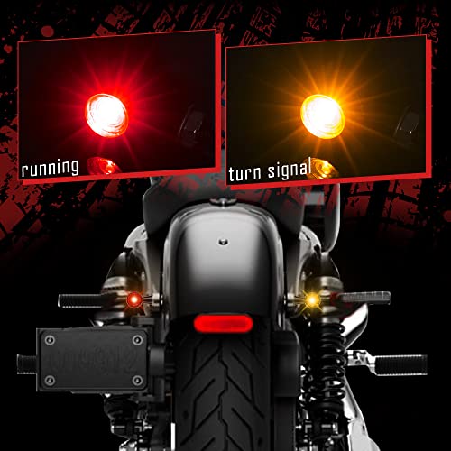 HAZAWA Mini Bullet LED Turn Signals for Motorcycle Mini Blinkers Small Front Rear Indicator Compatible with Harley Davidson Honda Triumph Cruiser Choppers Street Bike (Smoke-Red&Amber) - Image 4