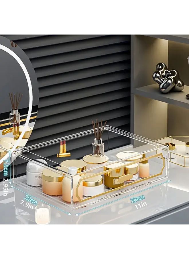 Transparent White Clear Stackable Makeup Organizer Box With Large Capacity Drawers - Image 4