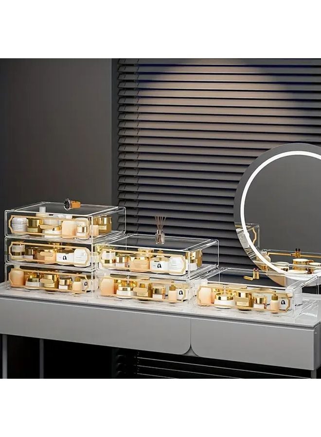 Transparent White Clear Stackable Makeup Organizer Box With Large Capacity Drawers - Image 5