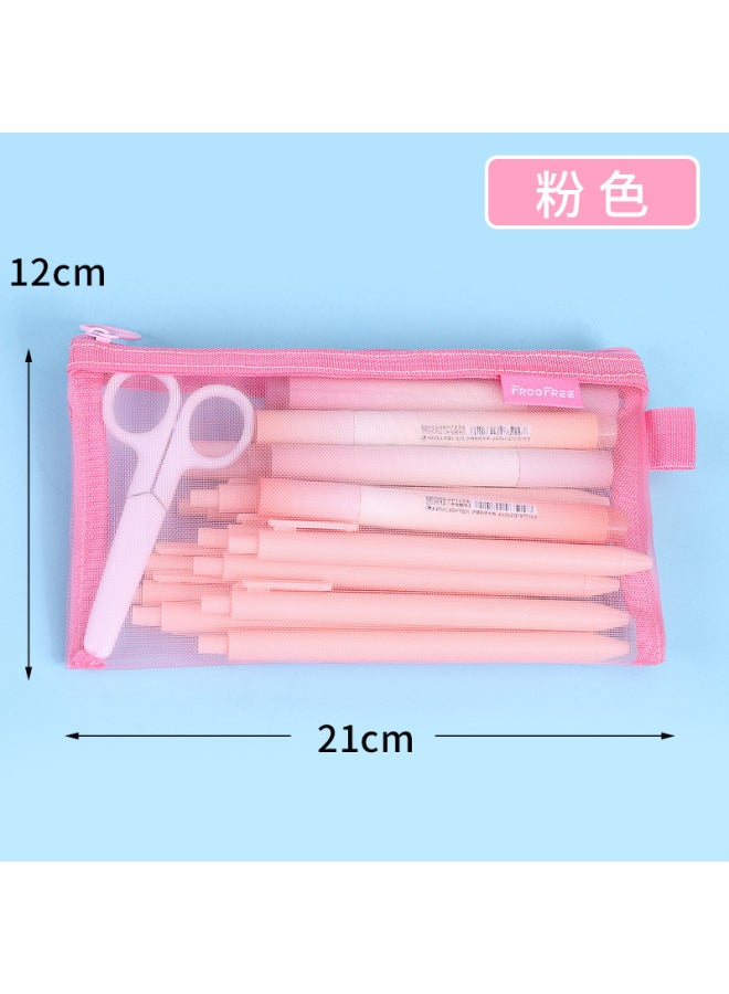 Mesh Large-capacity Pencil Bag, Simple Transparent Stationery Bag, Stain-resistant Student Pencil Case, Cute Style Pencil Case Customization