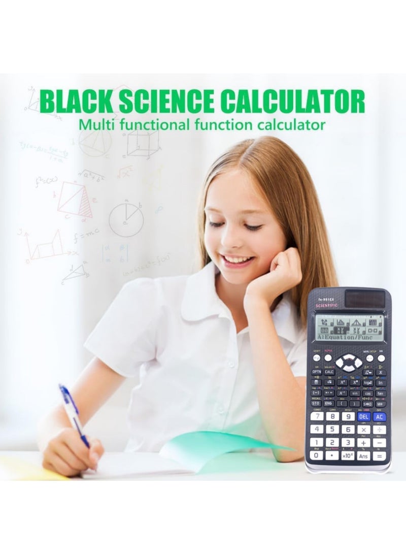 أداندو آلة حاسبة علمية Adando FX-991EX مزودة بـ 552 وظيفة، آلة حاسبة علمية هندسية محمولة، آلات حاسبة علمية بشاشة LCD، آلات حاسبة مدرسية علمية للطلاب والمعلمين (لون أسود) - Image 3